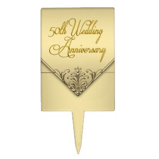 Gold 50th Wedding Anniversary Cake Topper