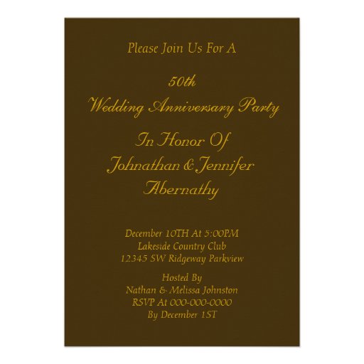 Gold 50th Wedding Anniversary Party Invitation