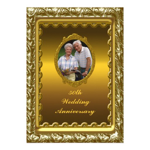 Gold 50th Wedding Anniversary Party Invitation