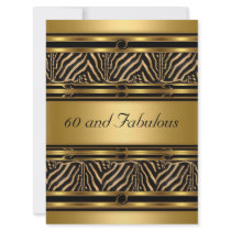Gold  60 and Fabulous Birthday Party Invitation