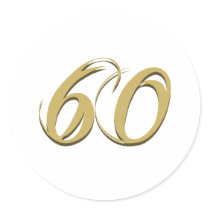 Gold 60th Birthday Gifts Round Sticker
