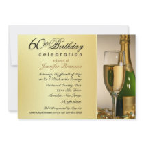Gold 60th Birthday Party Invitations with Monogram