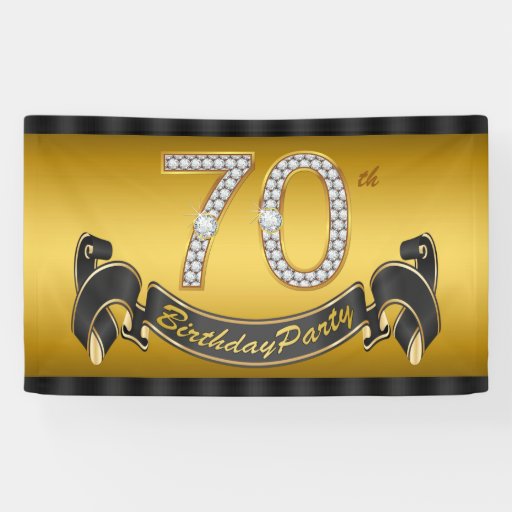 gold 70th birthday party banner zazzle 70th birthday banner