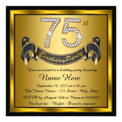 Invitation Template For 75th Birthday