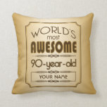 Gold 90th Birthday Celebration World Best Fabulous Throw Pillow