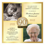 Gold 90th Birthday Invitations Then & Now 2 Photos