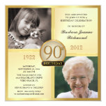 Gold 90th Birthday Invitations Then & Now 2 Photos