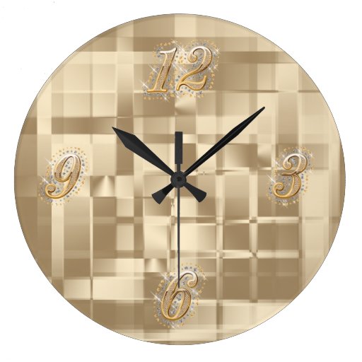 Gold Abstract Bling Wall Clock Zazzle