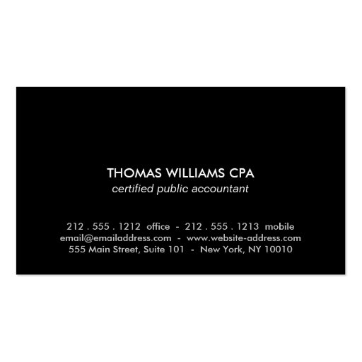 Gold Abstract Numbers for Accountants, Accounting Business Cards (back side)