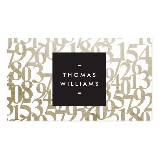 Gold Abstract Numbers for Accountants, Accounting Business Cards