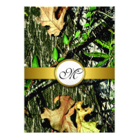Gold Accented Hunting Camo Wedding Invitations
