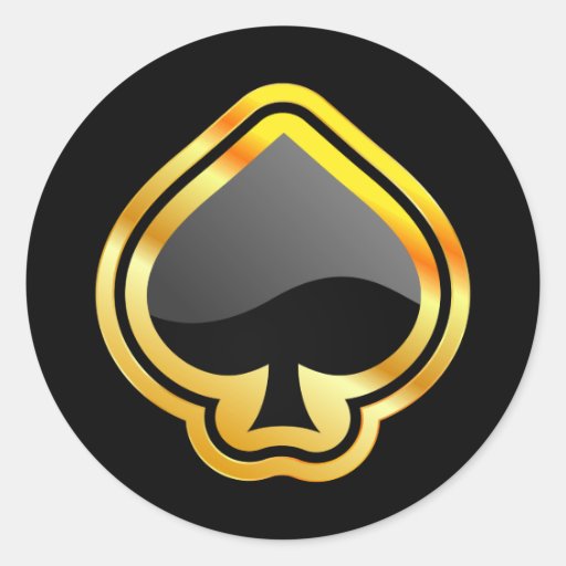 Gold Ace of Spades Classic Round Sticker Zazzle