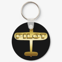 GOLD AIRPLANE PILOT keychains