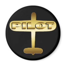 GOLD AIRPLANE PILOT REFRIGERATOR MAGNET