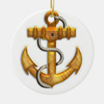 Gold Anchor Christmas Tree Ornament