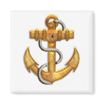 Gold Anchor Refrigerator Magnet
