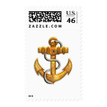 Gold Anchor Postage Stamp