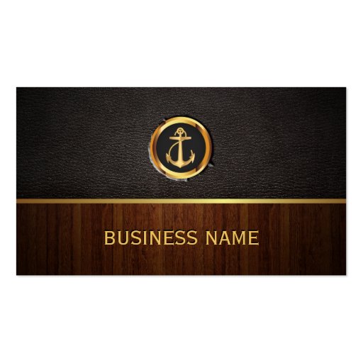 Gold Anchor Wood & Leather Business Card (front side)