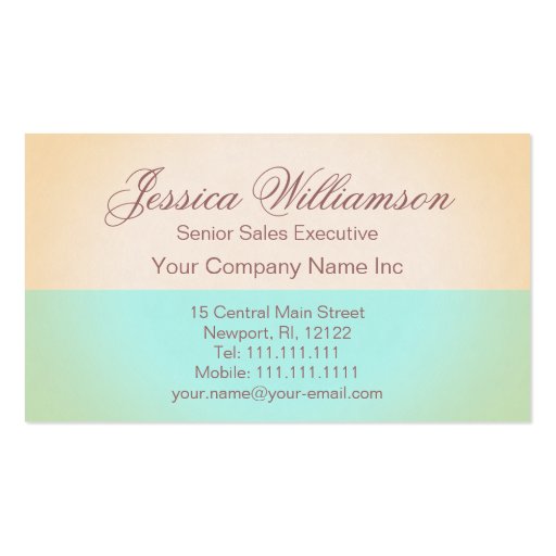 Gold and Aqua Elegant Contemporary Lady's Chic Business Card Template (front side)
