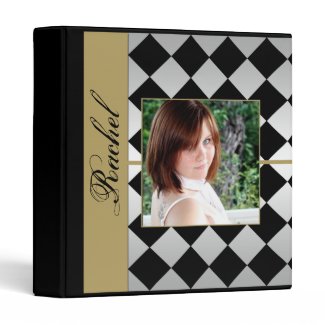 Gold and Black Diamond Tile Graduation Binder