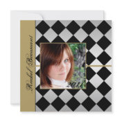 Gold and Black Diamond Tile Graduation Invites