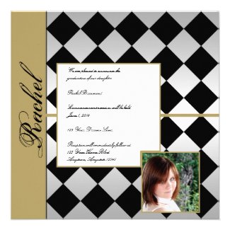 Gold and Black Diamond Tile Graduation Invites