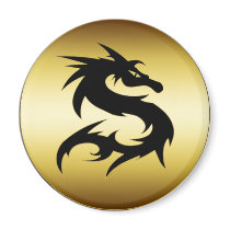 GOLD AND BLACK DRAGON FRIDGE MAGNETS