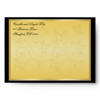 Gold and Black Floral 5x7