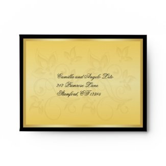Gold and Black Floral RSVP Envelope envelope