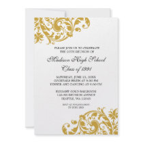 Gold and Black Flourish Class Reunion Custom Invitations