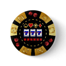 GOLD AND BLACK GAMING POKER CHIP BUTTON