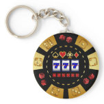 GOLD AND BLACK GAMING POKER CHIP KEY CHAIN