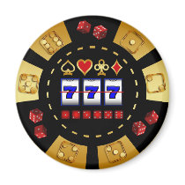 GOLD AND BLACK GAMING POKER CHIP REFRIGERATOR MAGNETS