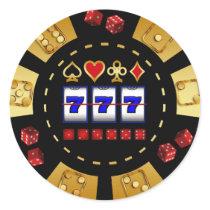 GOLD AND BLACK GAMING POKER CHIP ROUND STICKER