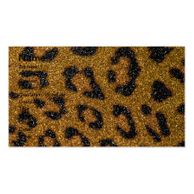 Gold and Black Girly Glitter Cheetah Print Business Card Templates