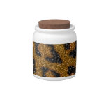 Gold and Black Girly Glitter Cheetah Print Candy Jar