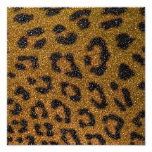 Gold and Black Girly Glitter Cheetah Print Photo