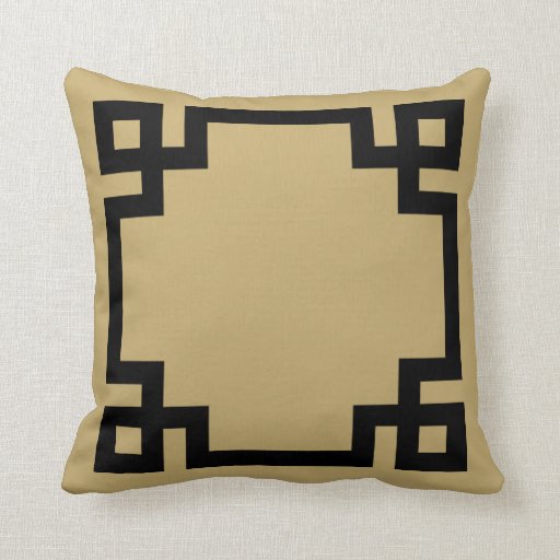 Gold and Black Greek Key Border Throw Pillow Zazzle
