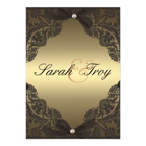 Gold and Black Lace wedding invitation