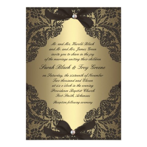 Gold and Black Lace wedding invitation