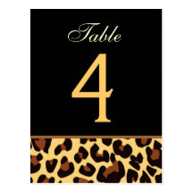 Gold and Black Leopard Wedding Table Number Card Postcards