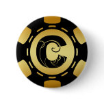 GOLD AND BLACK MONOGRAM LETTER C POKER CHIP BUTTONS