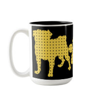 Gold and Black Pug and Paw Mugs