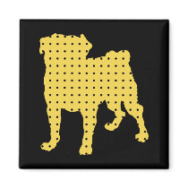 Gold and Black Pug Magnet - Add Your Own Text