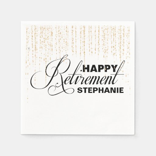 Gold and Black Retirement Party, Custom Napkins Standard Cocktail Napkin Zazzle
