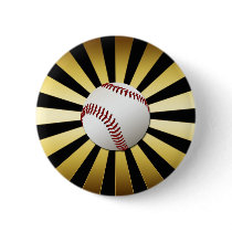 GOLD AND BLACK RETRO BASEBALL BUTTON