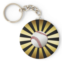 GOLD AND BLACK RETRO BASEBALL KEY CHAINS
