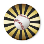 GOLD AND BLACK RETRO BASEBALL REFRIGERATOR MAGNET