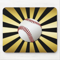 GOLD AND BLACK RETRO BASEBALL MOUSE PADS