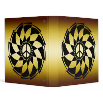 GOLD AND BLACK RETRO PEACE SIGN binders
